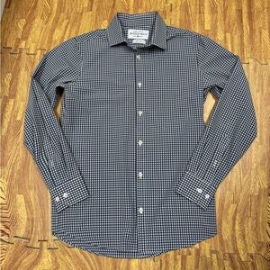 Mizzen + Main Shirt Mens Medium Leeward Trim Fit Button Stretch Plaid Blue White